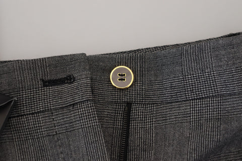 Gray high waist women's wool pants by Dolce & Gabbana, featuring a tailored fit and classic design.