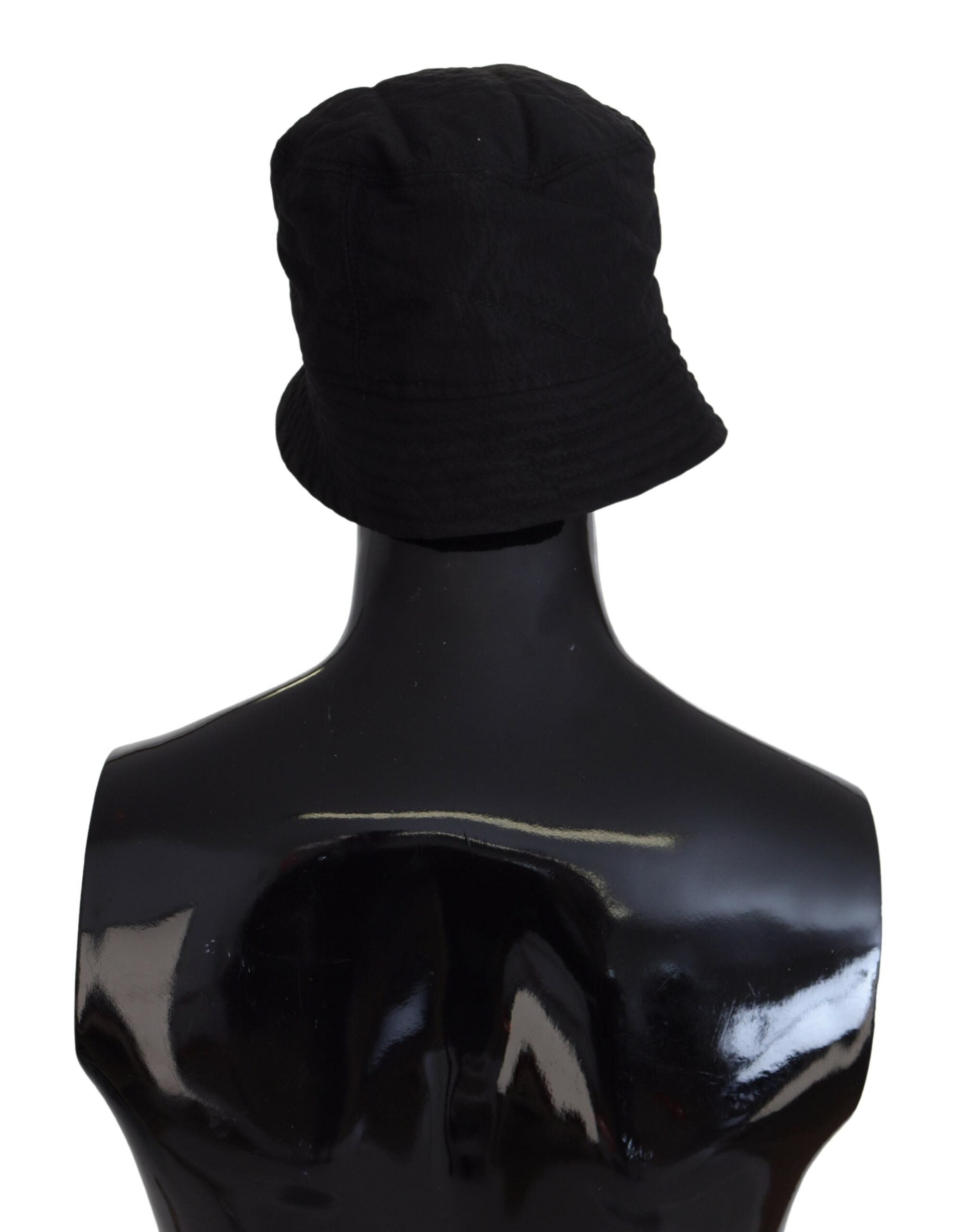 Black nylon women’s bucket hat by Dolce & Gabbana, featuring a casual, wide-brim design and stylish, lightweight material.