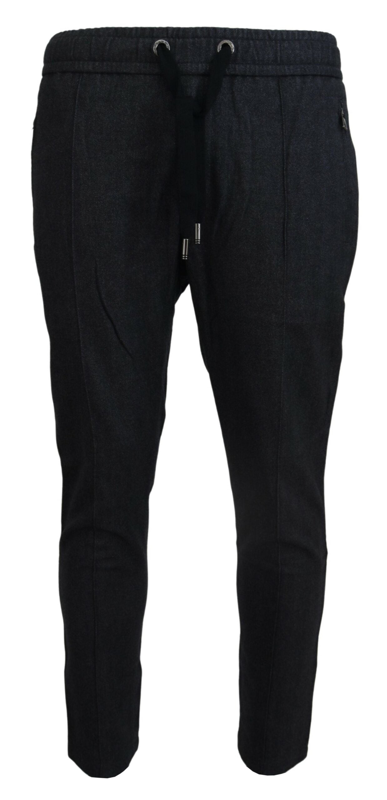 Gray cotton jogger men's pants by Dolce & Gabbana, featuring a relaxed fit and elastic waistband.