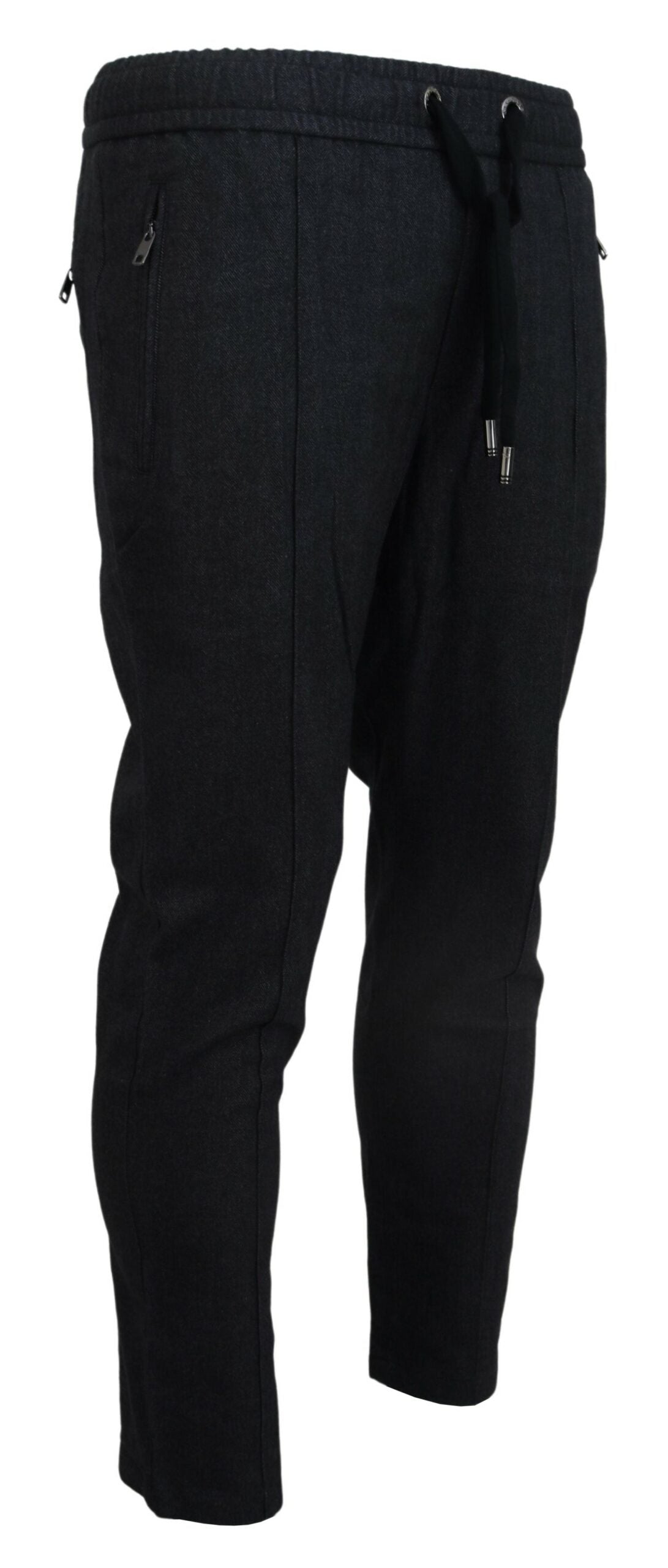 Gray cotton jogger men's pants by Dolce & Gabbana, featuring a relaxed fit and stylish design, shown in the image.