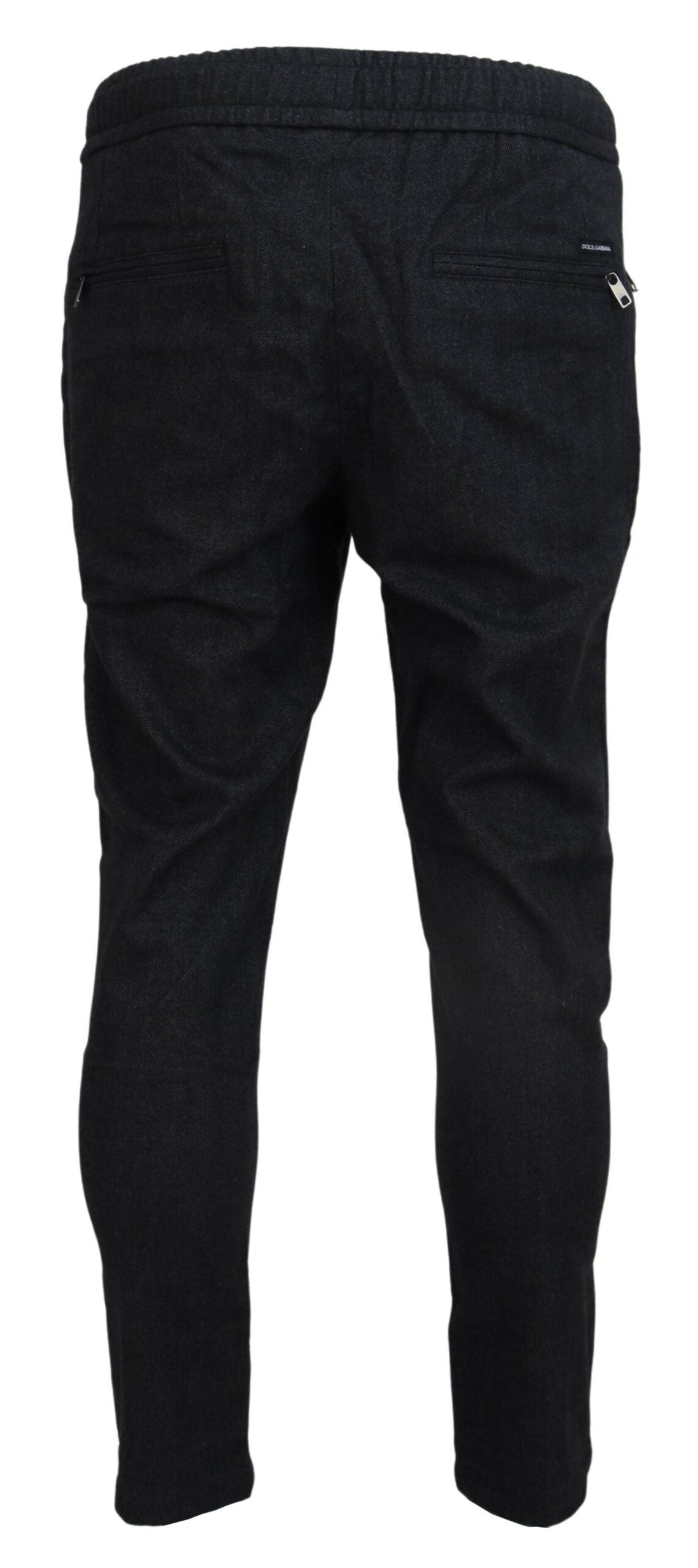 Gray cotton jogger pants for men by Dolce & Gabbana, featuring a relaxed fit and elastic waistband.
