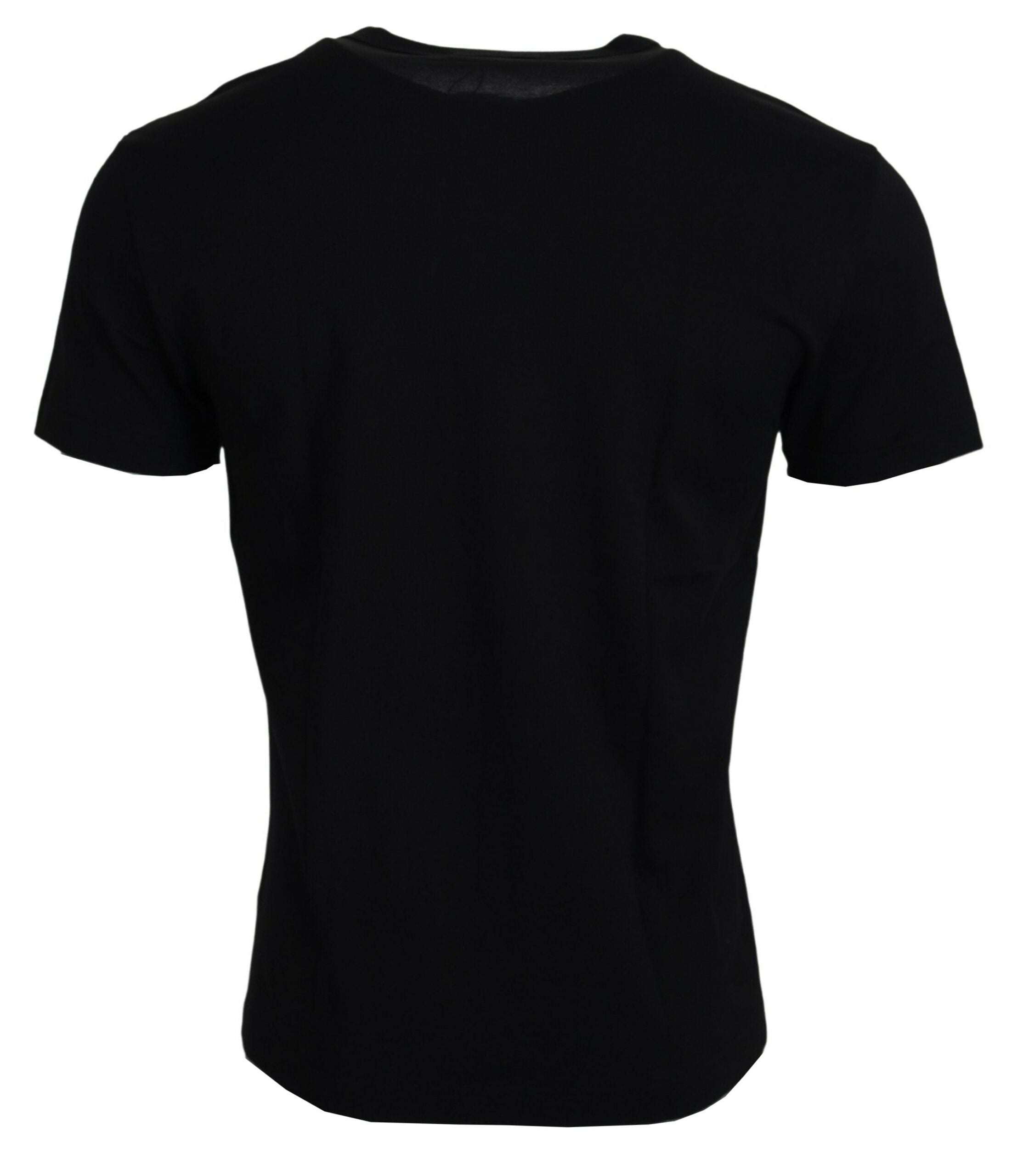 Black Dolce & Gabbana Sneak Peek cotton short sleeve T-shirt with crew neck and graphic design, casual men's apparel.