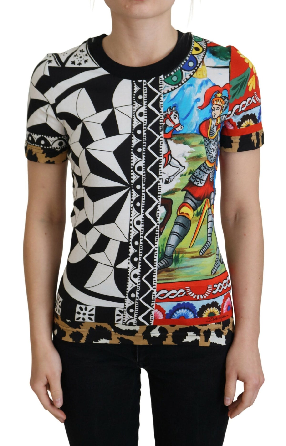 Multicolor printed women's shirt top by Dolce & Gabbana, featuring vibrant design and exclusive style.