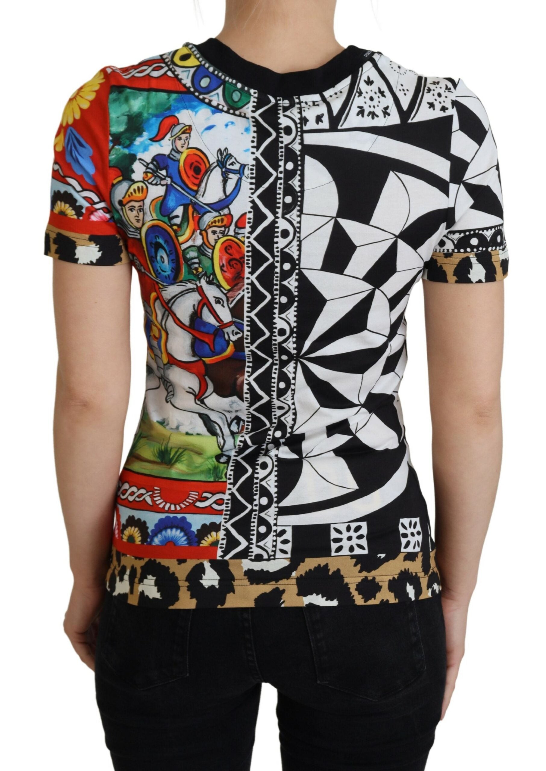 Multicolor printed women's shirt top by Dolce & Gabbana, featuring vibrant patterns and a stylish fit.