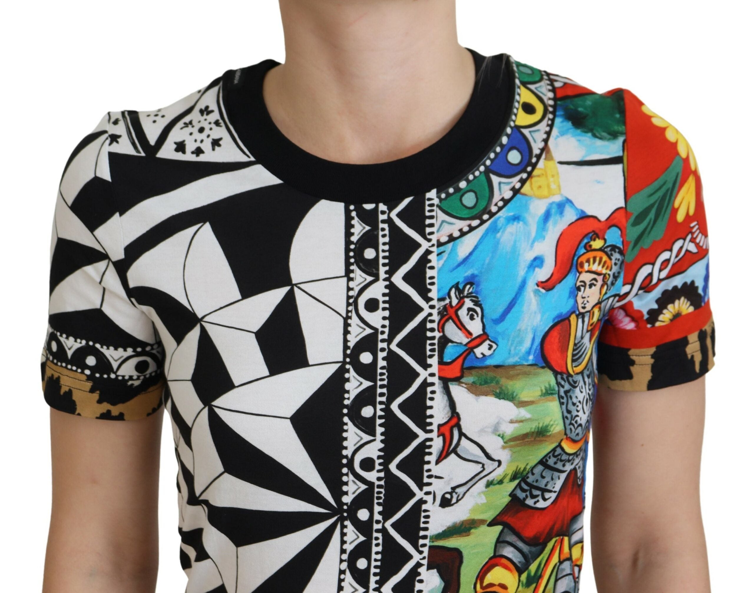 Multicolor printed women’s shirt top by Dolce & Gabbana, featuring vibrant design and exclusive fashion style.