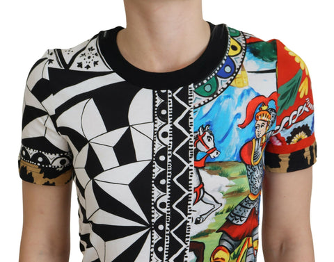 Multicolor printed women’s shirt top by Dolce & Gabbana, featuring vibrant design and exclusive fashion style.