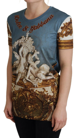 Multicolor DG logo angel printed shirt top by Dolce & Gabbana, featuring vibrant design and casual fit.