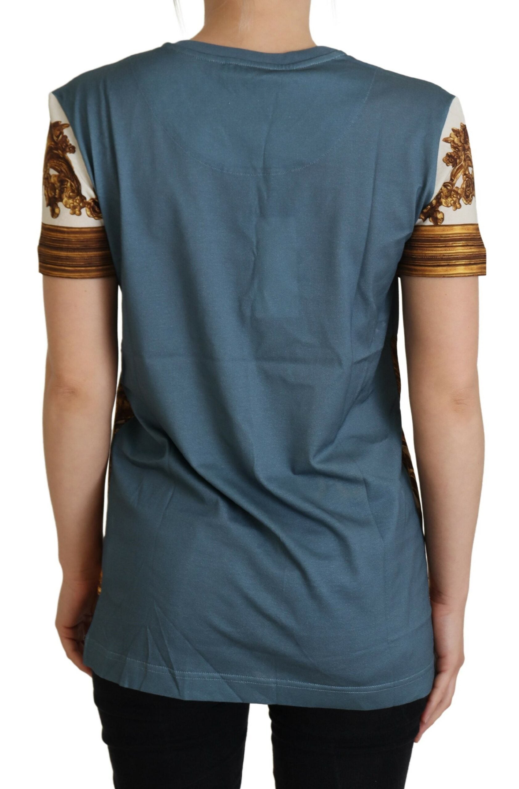 Multicolor DG logo angel printed shirt top by Dolce & Gabbana with vibrant design and long sleeves, shown on a hanger.