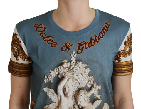 Multicolor DG logo angel printed shirt top by Dolce & Gabbana, featuring vibrant design and lightweight fabric.
