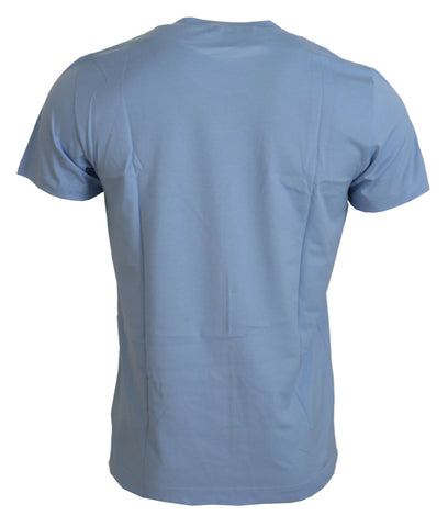 Light blue cotton T-shirt with Happy New Year 2017 print from Dolce & Gabbana, casual wear with festive design.