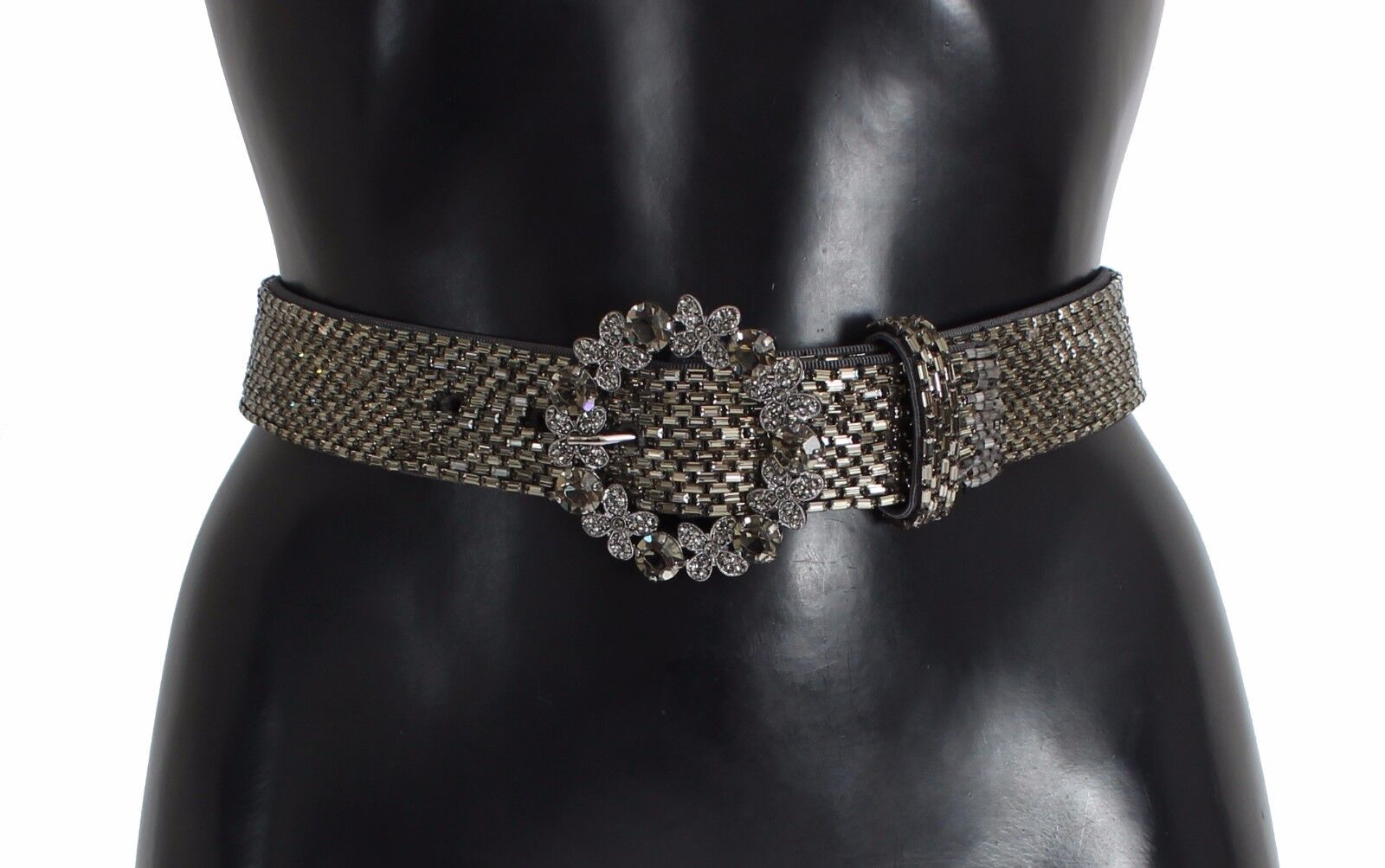 Multicolor wide crystal buckle sequined belt by Dolce & Gabbana with sparkling embellishments and vibrant colors.