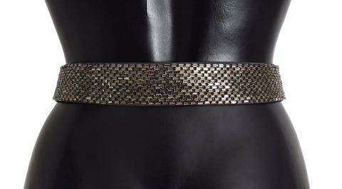 Multicolor wide sequined belt with crystal buckle by Dolce & Gabbana, featuring vibrant colors and sparkling embellishments.