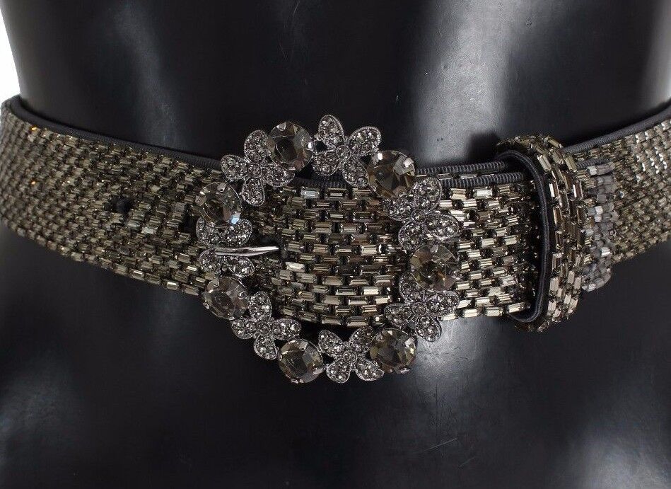 Multicolor wide sequined belt with crystal buckle from Dolce & Gabbana, featuring vibrant colors and sparkling embellishments.