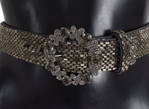 Multicolor wide sequined belt with crystal buckle from Dolce & Gabbana, featuring vibrant colors and sparkling embellishments.