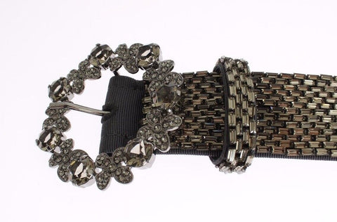 Multicolor wide sequined belt with crystal buckle by Dolce & Gabbana, featuring vibrant colors and sparkling embellishments.