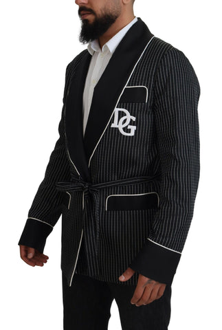 Dark Gray Robe Striped DG Patch Jacket Men Blazer