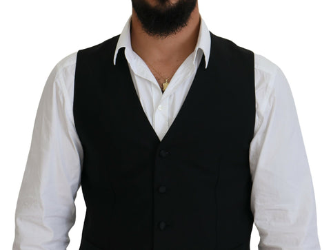 Dark Gray Virgin Wool Waistcoat Formal Vest