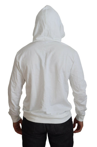 White cotton hooded sweatshirt with Dolce & Gabbana logo, featuring a relaxed fit and casual style.