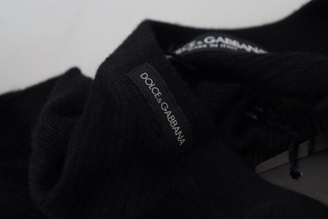 Black cashmere button pullover sweater by Dolce & Gabbana, featuring a soft knit fabric and classic button details.