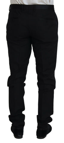 Black wool chino dress pants by Dolce & Gabbana, tailored formal trousers with a sleek, polished fit.