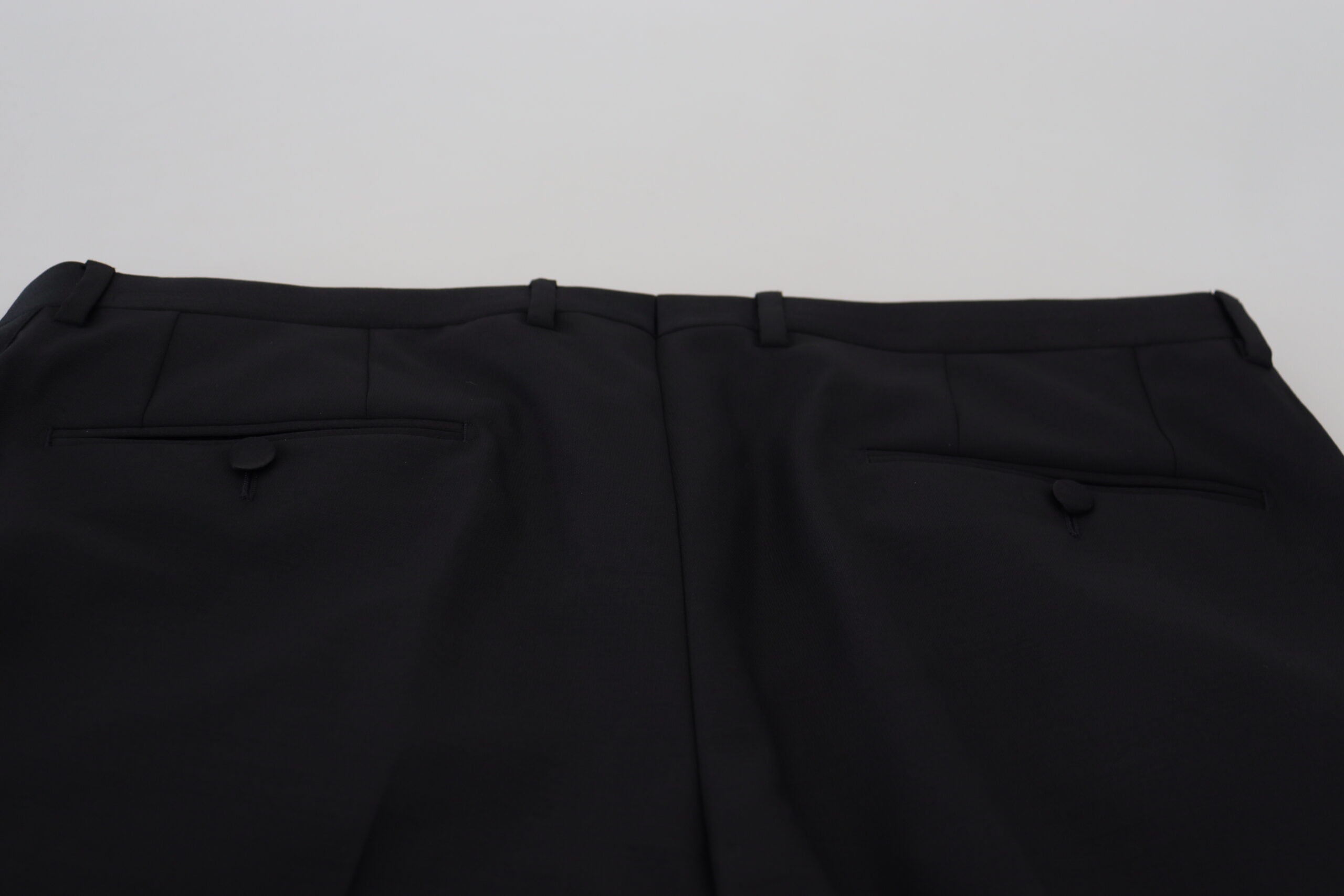Black wool chino dress pants by Dolce & Gabbana, tailored formal trousers with a sleek, professional fit.
