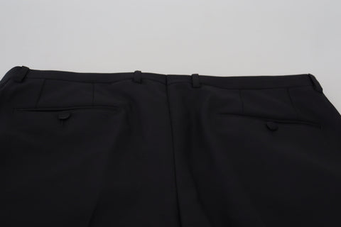 Black wool chino dress pants by Dolce & Gabbana, tailored formal trousers with a sleek, professional fit.