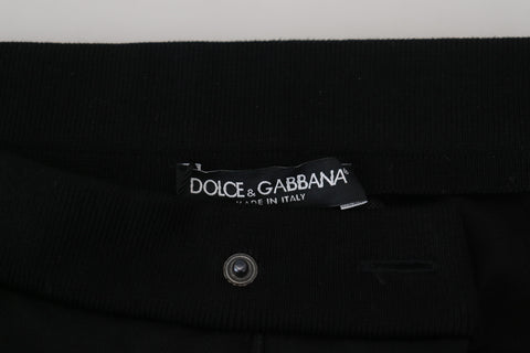 Black wool horseshoe jogger pants by Dolce & Gabbana, featuring a relaxed fit and stylish design.