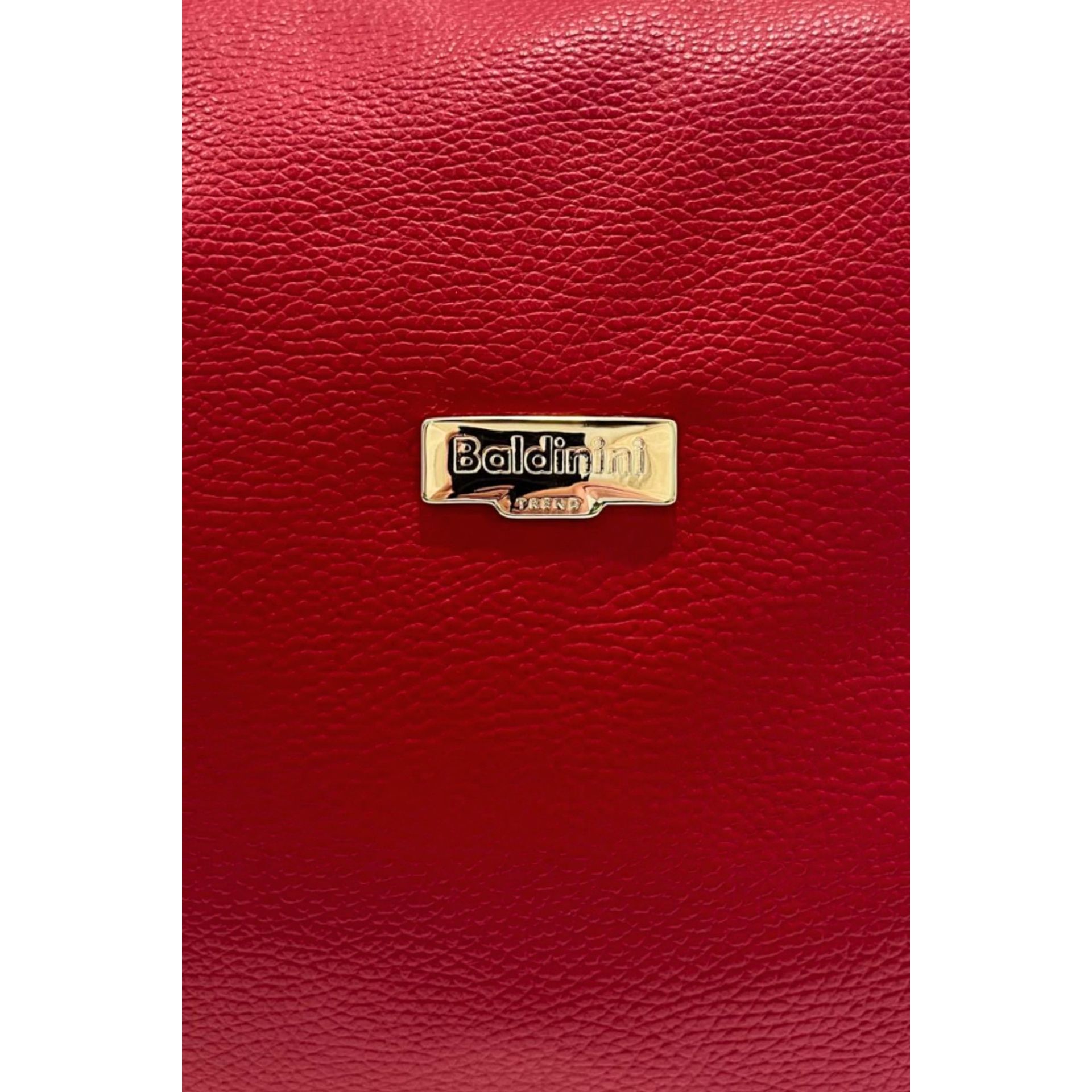 Red Baldinini Trend RC1754 Lucca leather handbag by Jag Couture London New York with gold-tone hardware and adjustable strap.