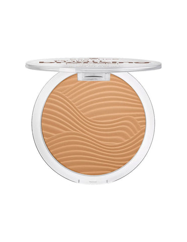 Jag Couture London Sun Club Matte Bronzer by Essence Cosmetics, showing a compact with warm-toned powder for sun-kissed makeup looks.