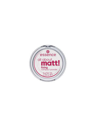 Jag Couture London All About Matt! compact powder by Essence Cosmetics, 8g, in a sleek, natural finish for a matte look.