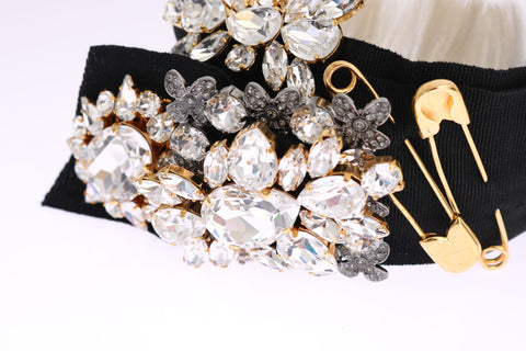Black crystal white hair headband diadem by Dolce & Gabbana featuring elegant crystals and a stylish design for hair accessories
