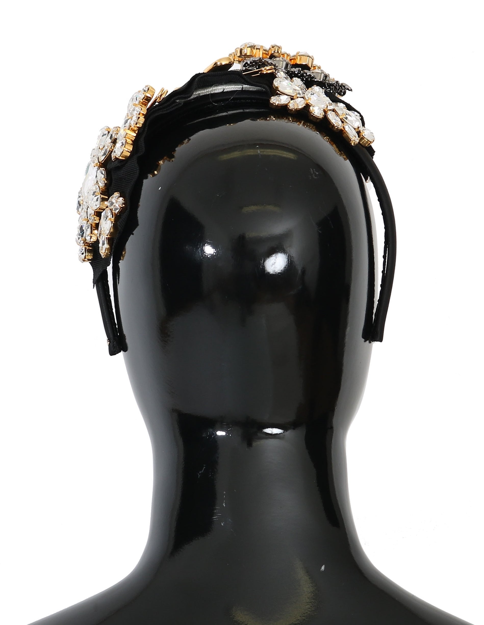Black crystal white hair headband diadem by Dolce & Gabbana with sparkling crystals and elegant design for hair accessories.
