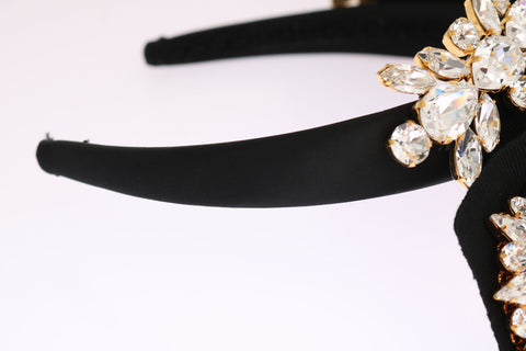 Black crystal and white hair headband diadem by Dolce & Gabbana, featuring elegant crystal embellishments and a stylish design.