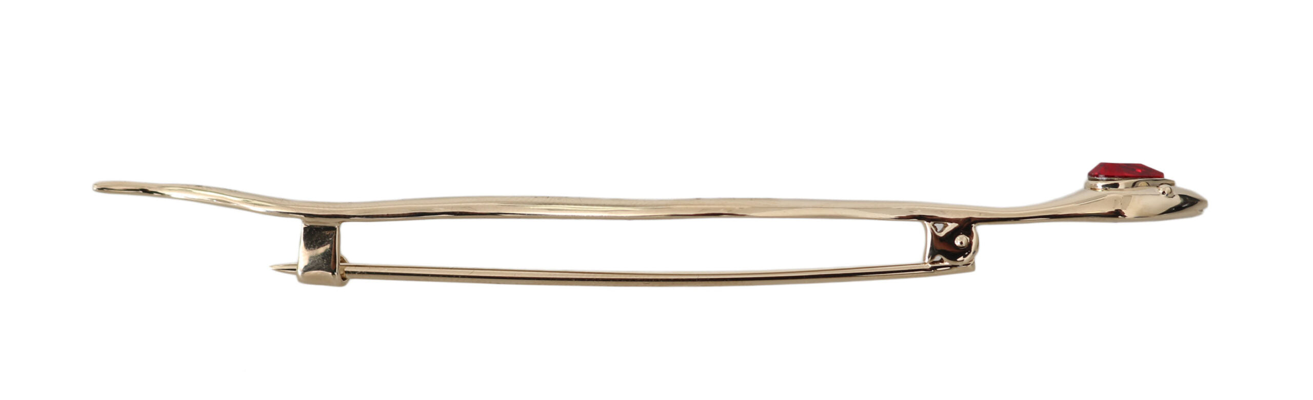 Silver brass serpent-shaped brooch pin with crystal accents, designed by Dolce & Gabbana.