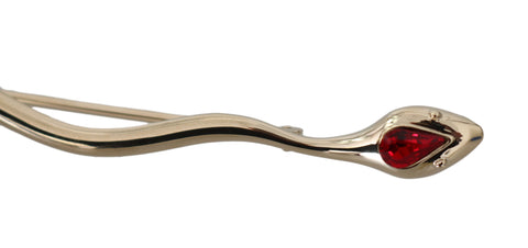 Silver brass serpent brooch pin with crystal accents by Dolce & Gabbana, featuring intricate serpent design and elegant craftsmanship.