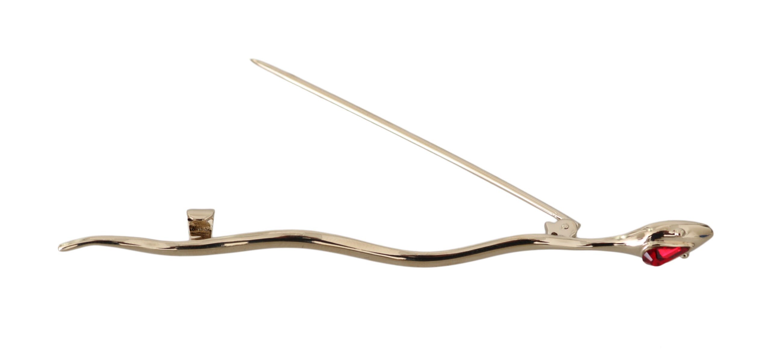 Silver brass serpent-shaped brooch pin with crystal embellishments from Dolce & Gabbana.