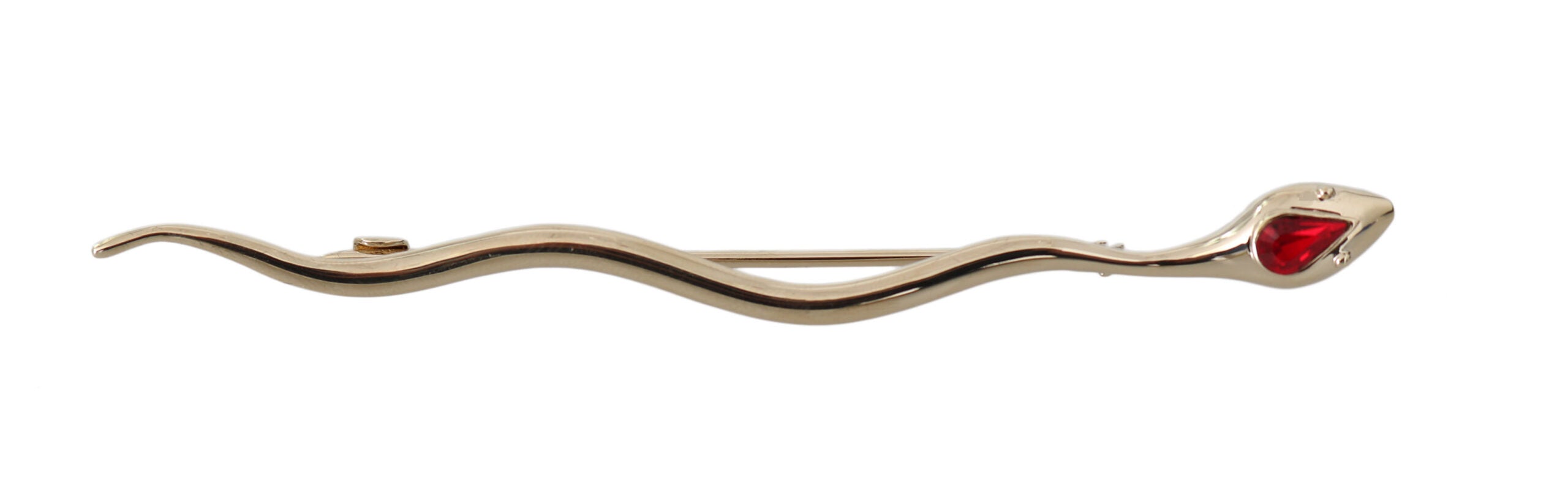 Silver brass Serpente brooch pin with crystal accents from Dolce & Gabbana, featuring a detailed serpent design.