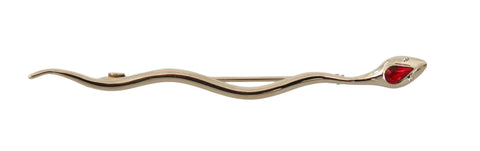 Silver brass Serpente brooch pin with crystal accents from Dolce & Gabbana, featuring a detailed serpent design.