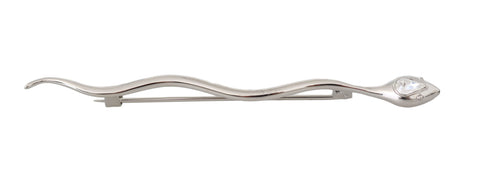 Silver brass serpent brooch pin with crystal accents by Dolce & Gabbana, featuring an intricate snake design.