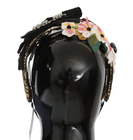 Multicolor floral crystal bow diadem headband by Dolce & Gabbana with sparkling embellishments and elegant floral design.