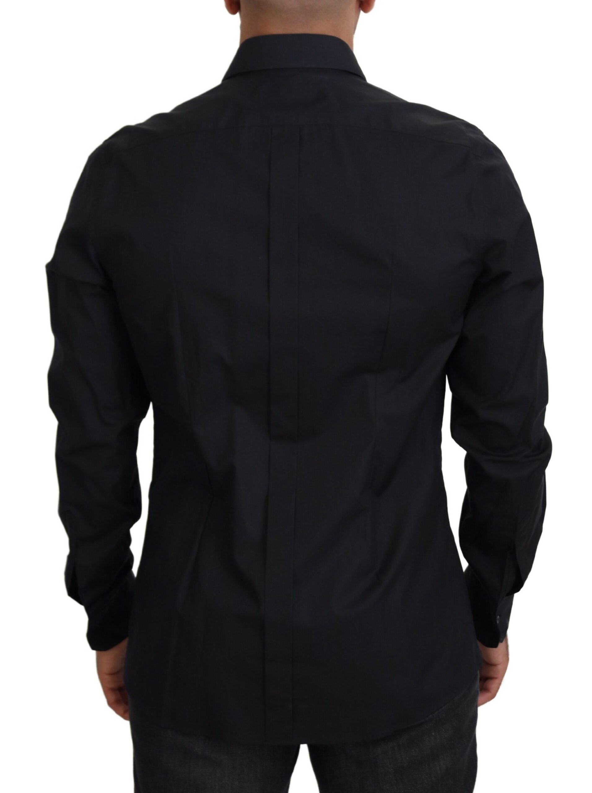 Black roses slim fit cotton shirt by Dolce & Gabbana, featuring a stylish floral design and tailored fit.