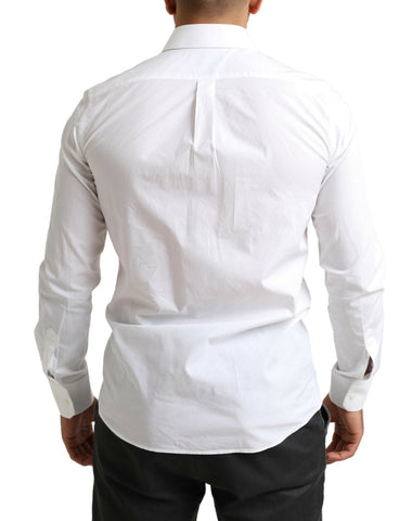 White Martini cotton dress shirt by Dolce & Gabbana, formal shirt with classic collar and button front for elegant style.