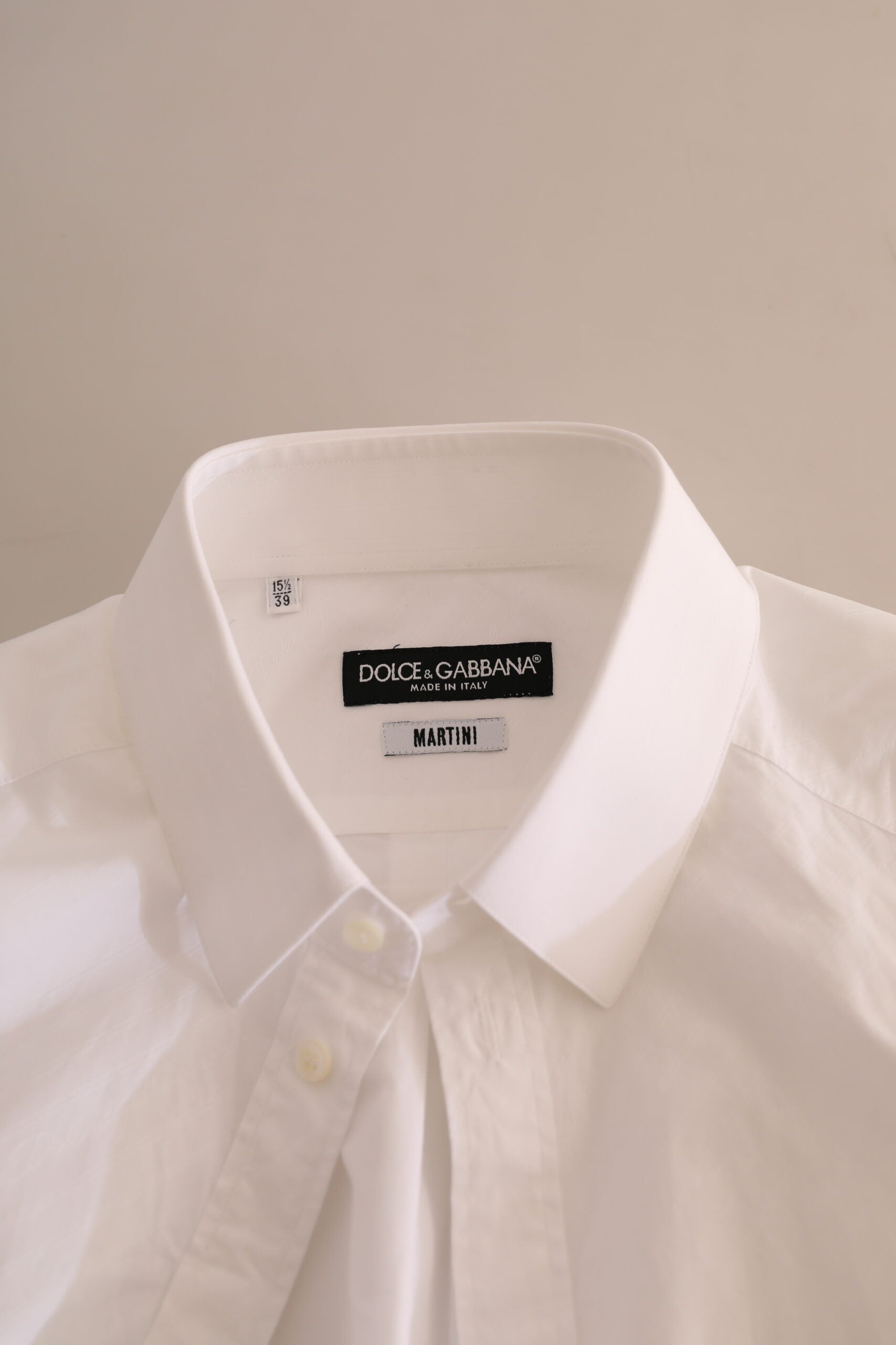 White MARTINI cotton dress formal shirt by Dolce & Gabbana, featuring a classic fit with button-down front and long sleeves.