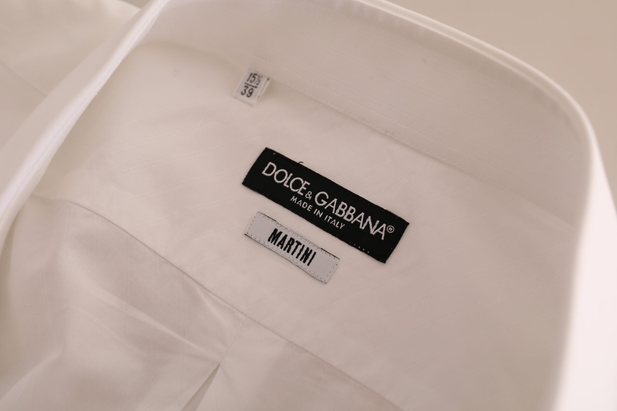 White MARTINI cotton formal shirt by Dolce & Gabbana, featuring a classic fit with button-down front and tailored design.