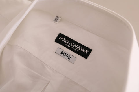 White MARTINI cotton formal shirt by Dolce & Gabbana, featuring a classic fit with button-down front and tailored design.