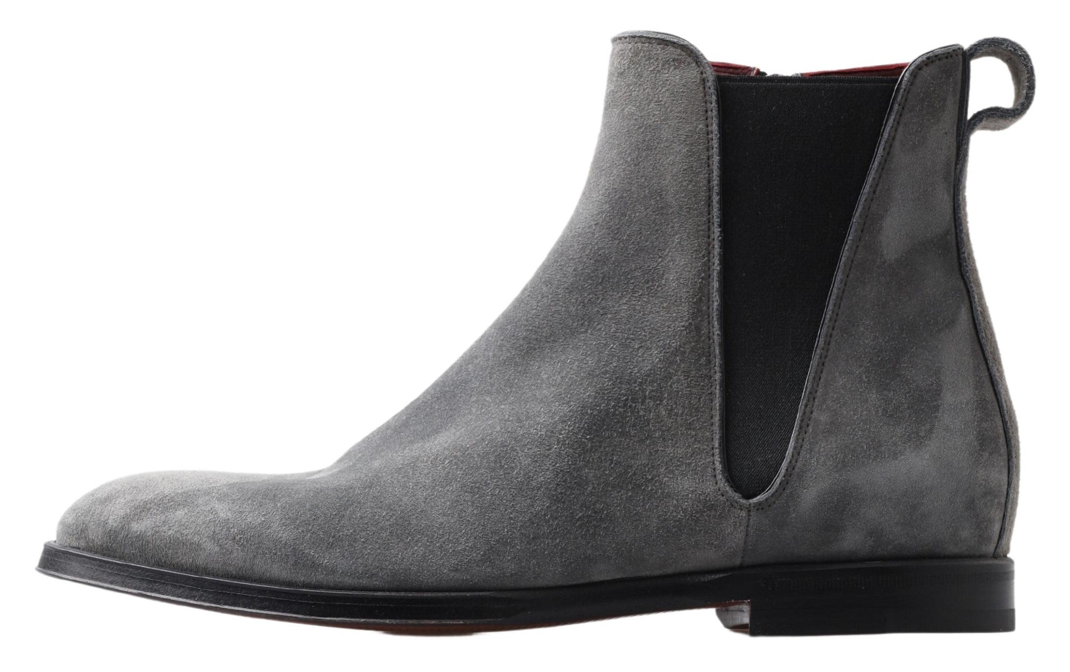 Gray leather men's ankle boots by Dolce & Gabbana with sleek design and sturdy soles, displayed on a neutral background.