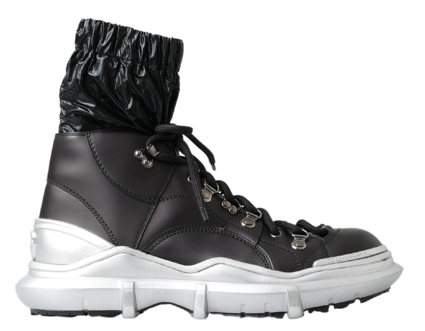 Black nylon Galileo high top sneakers by Dolce & Gabbana, stylish men's shoes with a sleek high-top design.