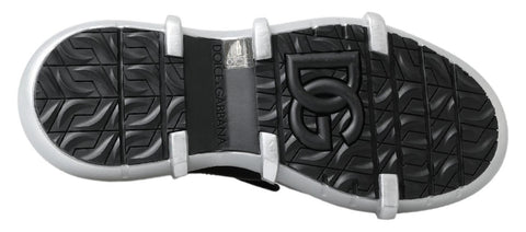 Black nylon Dolce & Gabbana Galileo high top sneakers with white rubber soles and laces, stylish athletic footwear.