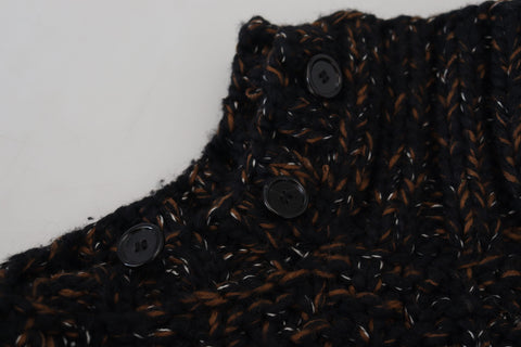 Brown Dolce & Gabbana Fatto A Mano turtleneck sweater with ribbed knit, close-up showing cozy texture and craftsmanship.