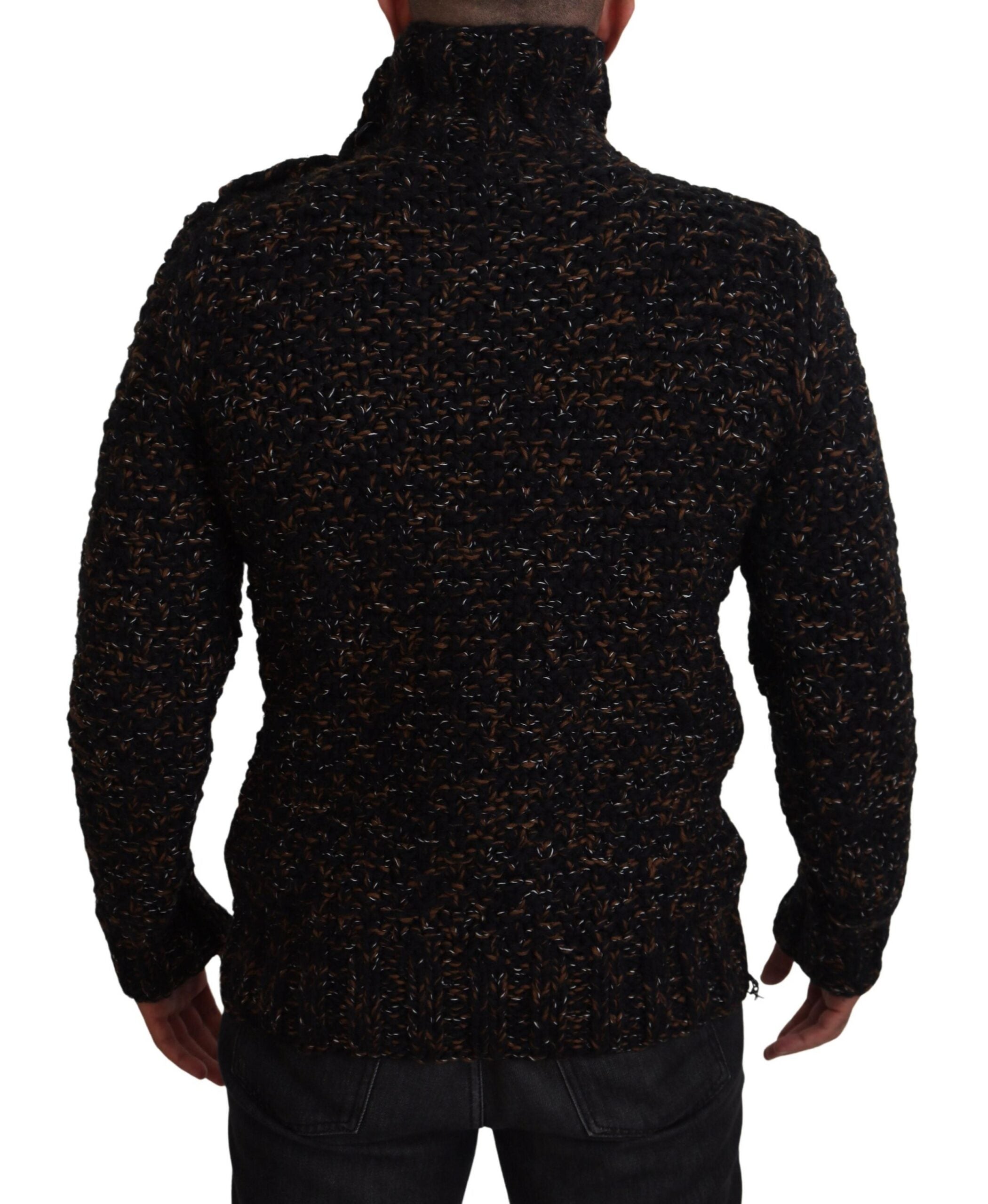 Brown Dolce & Gabbana Fatto A Mano turtleneck pullover sweater with a cozy, fitted design on a neutral background.